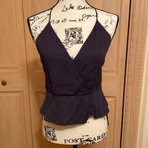 Zara Basics black patterned peplum tank top, size Small